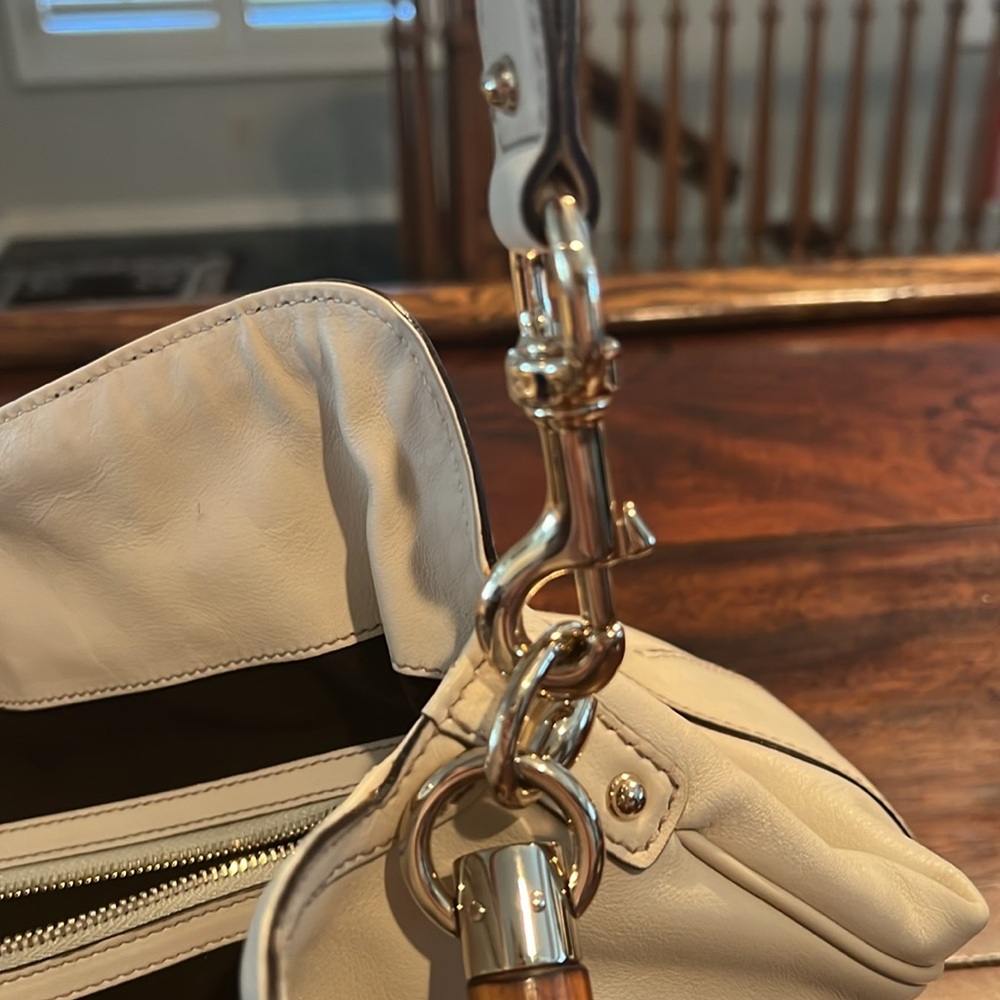 GUCCI Vintage Leather/Bamboo Top Handle/Crossbody Bag - Picture 8 of 9